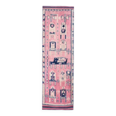Tapis couloir vintage turc Oushak fait main en laine et coton rose des années 1970 100x333