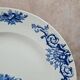 Large antique K&G Lunéville plate, blue floral decoration.