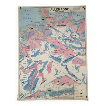 Ancienne carte vintage MDI Allemagne agricole et population