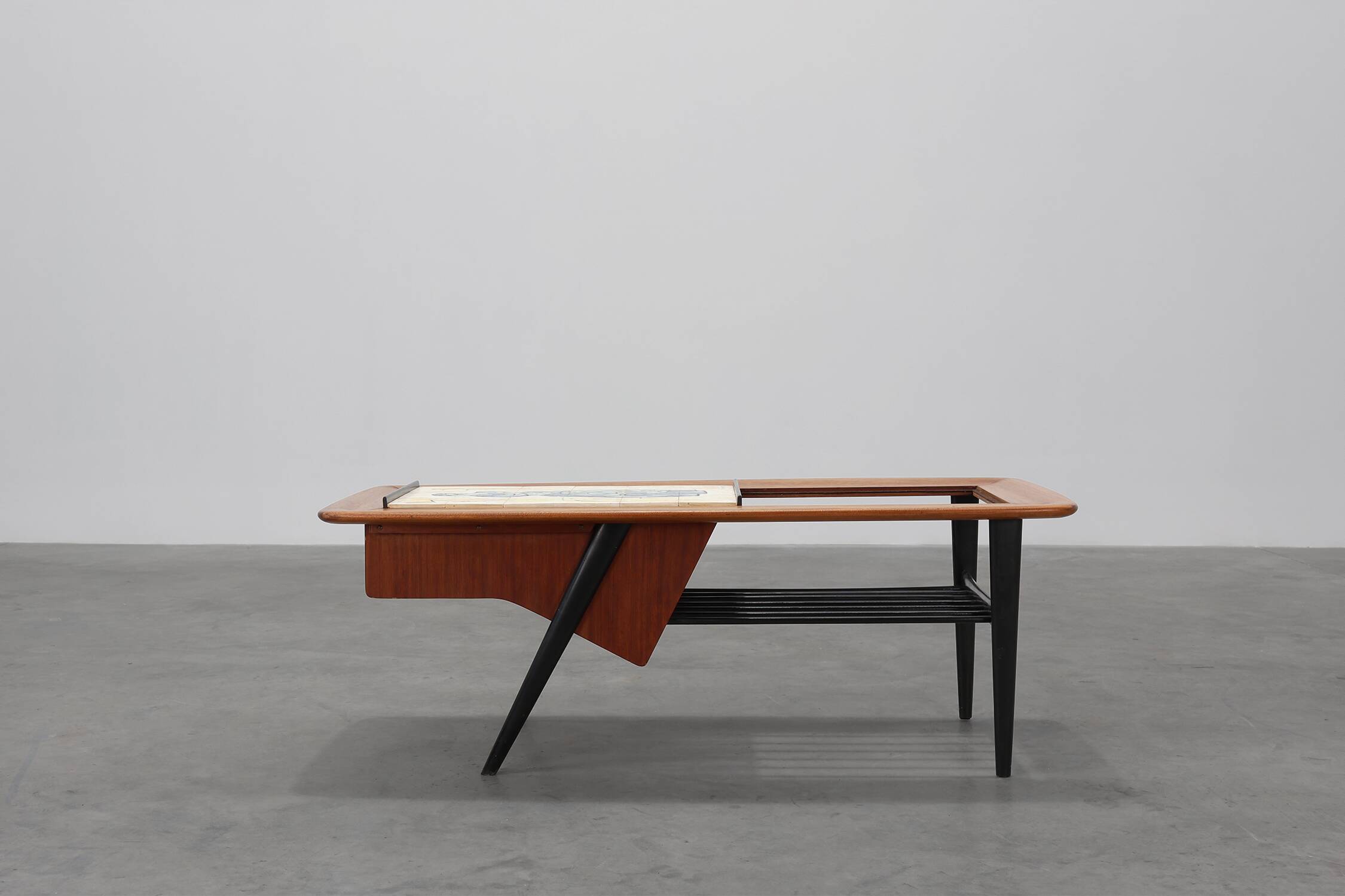 Coffee Table model 210, teak wood and ceramic,by Alfred Hendrickx, Belform