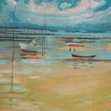 Paul COLLOMB: The ocean beach, original signed lithograph.