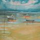 Paul COLLOMB: The ocean beach, original signed lithograph.
