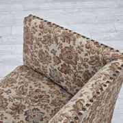 1950s, Danish 2-seater sofa, beige/ brown furniture fabric, oak wood.