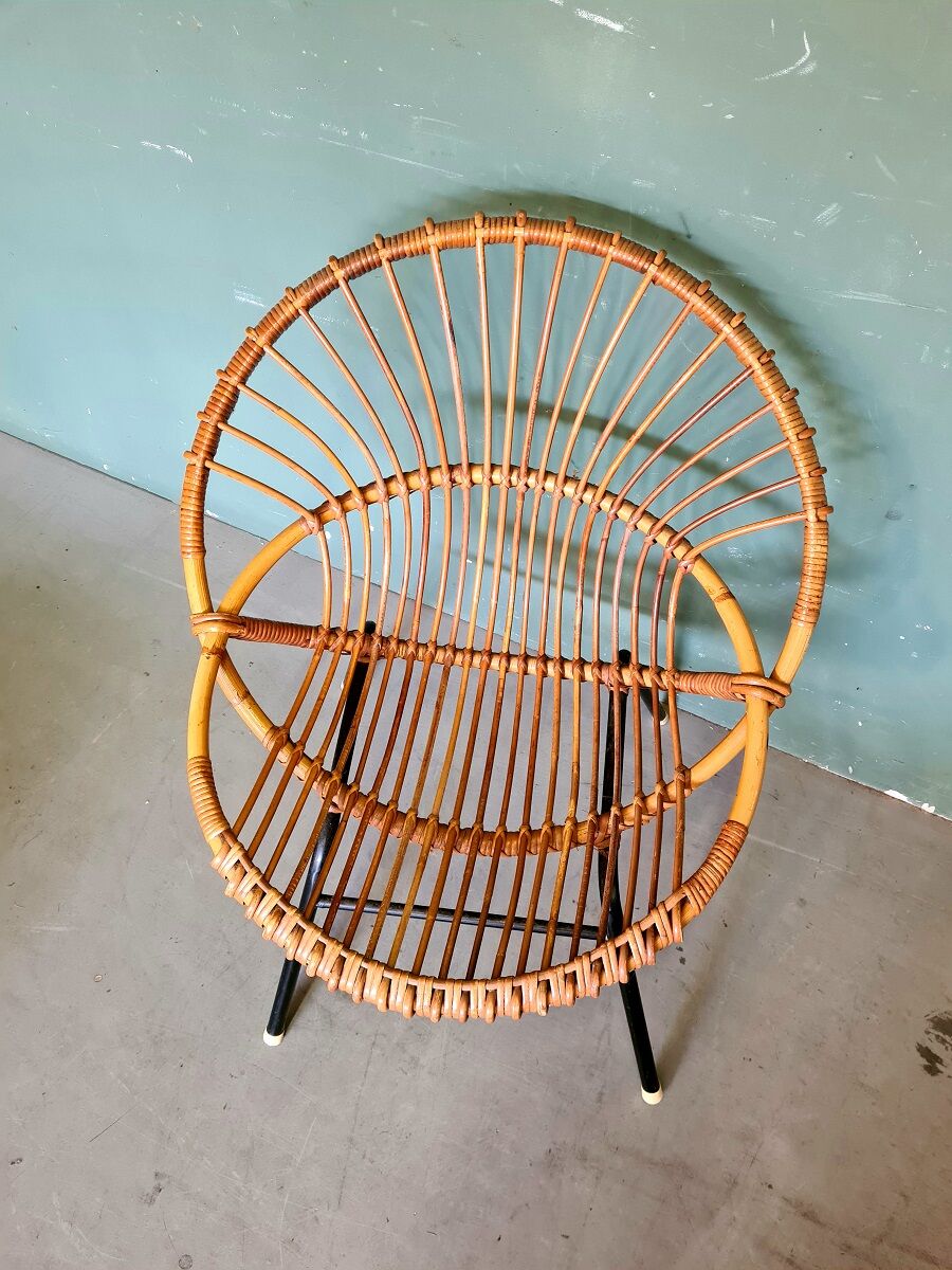 Vintage Dirk Van Sliedrecht Rattan Chair.