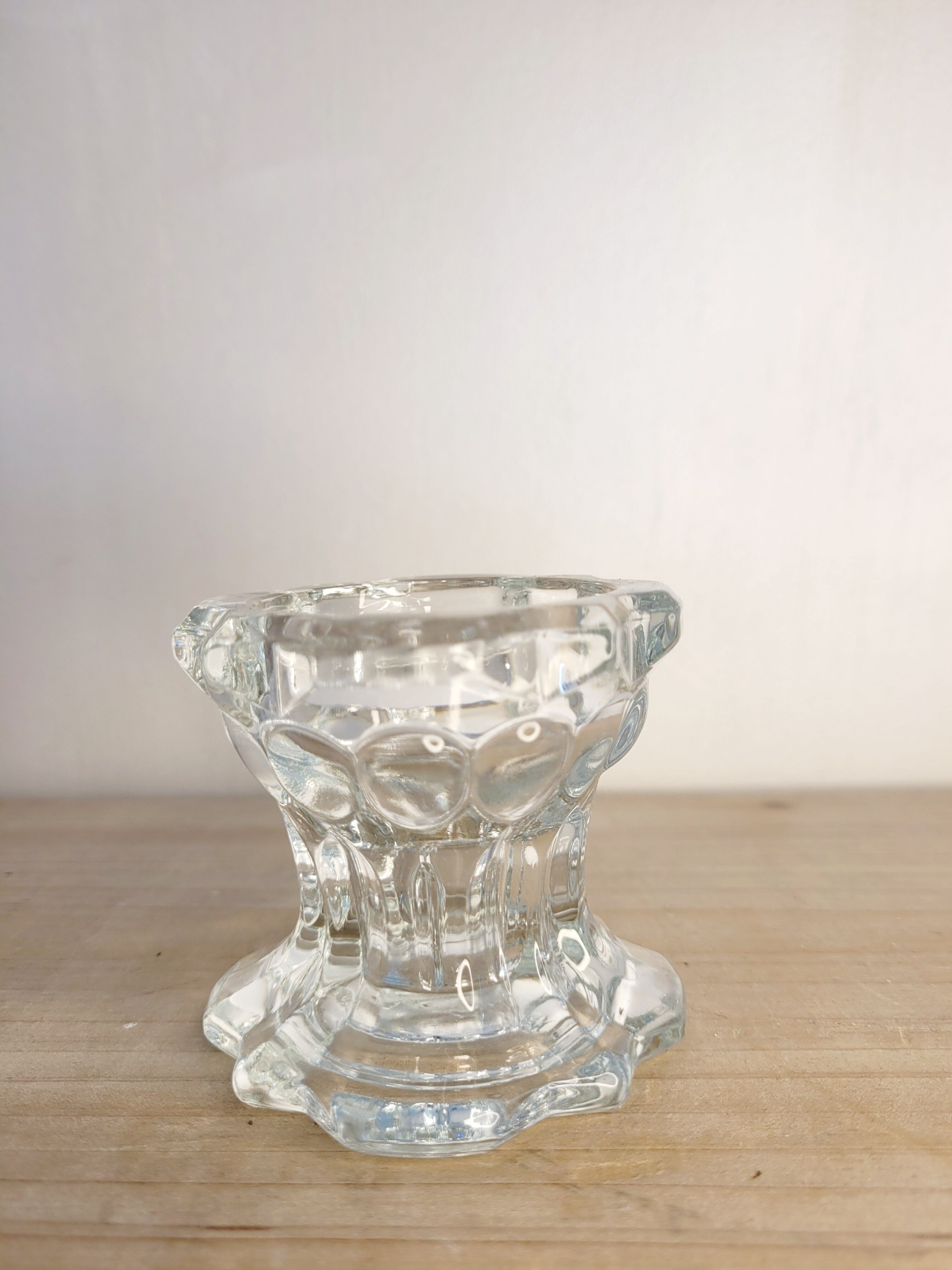 Pair of glass candle holders