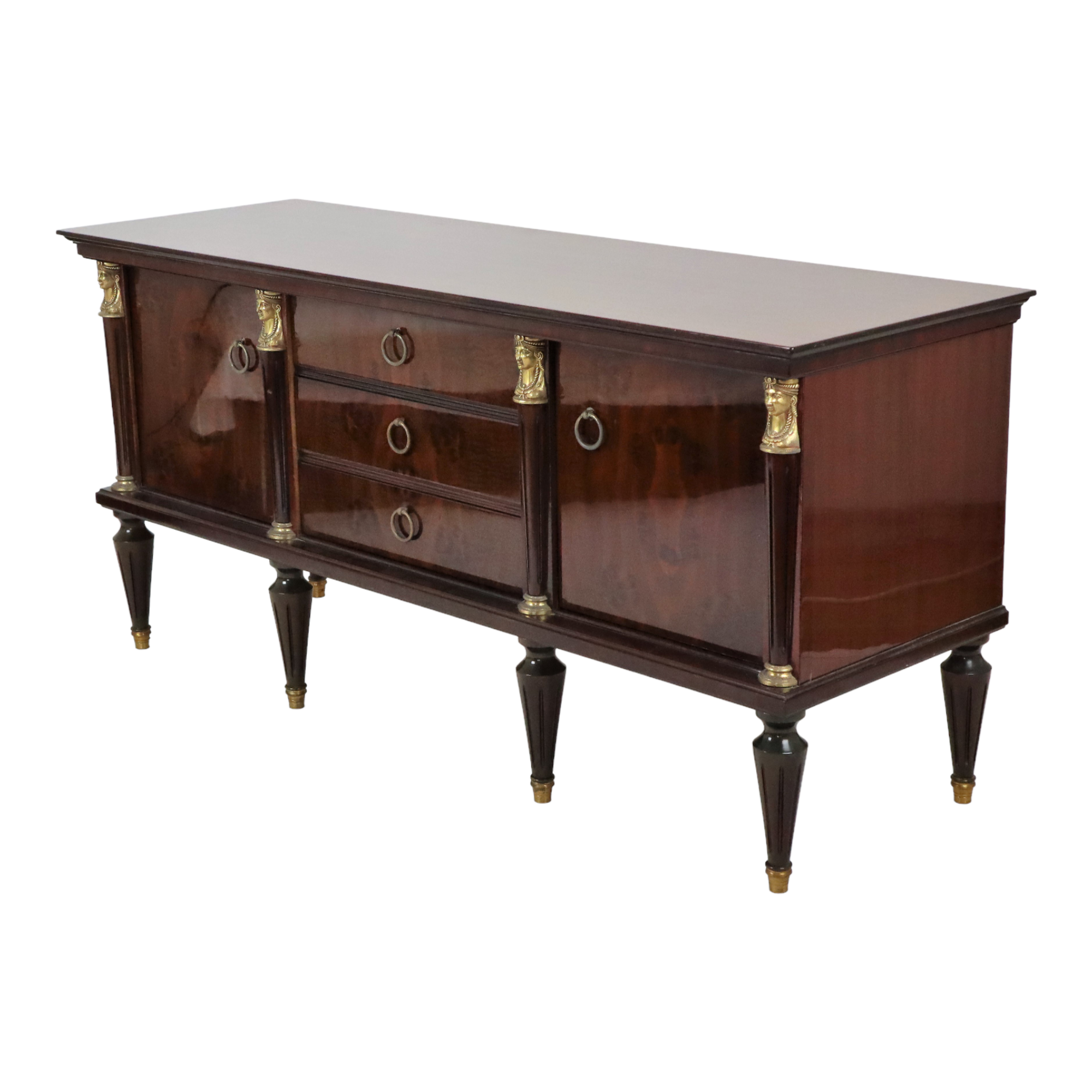 Vintage tv cabinet low cabinet mirrored mahogany veneer hollywood regency 140cm