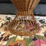 Small vintage rattan pedestal table