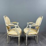 Pair of Medallion Armchairs in Louis XVI Style with Footrests, 20th Century