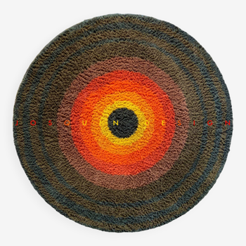 Desso round XXL rug, rya rug orange yellow space-age pop modernist mid-century vintage 1960/1970