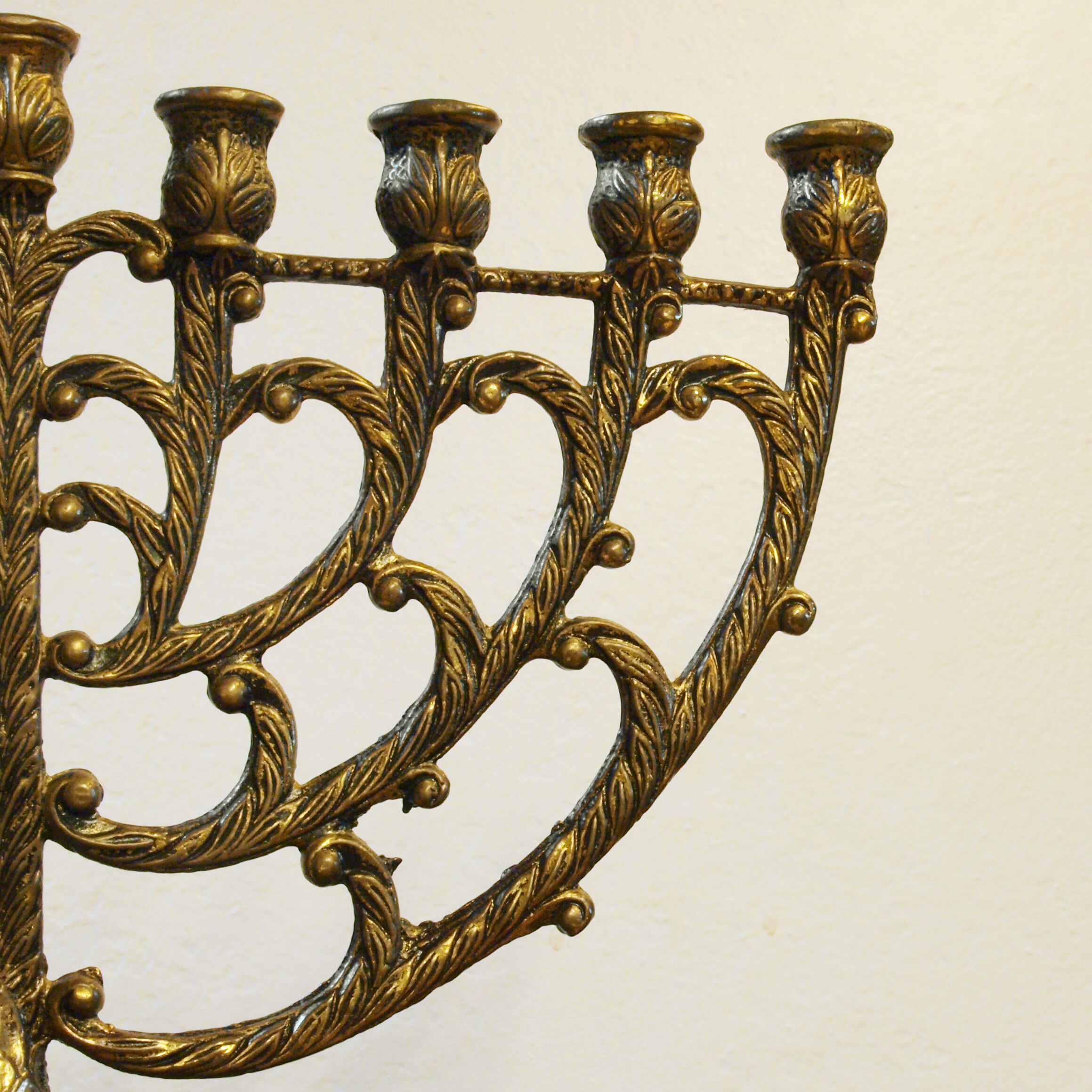 Menorah Hanukkah Brass Chandelier by Tamar