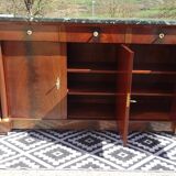 Flamed mahogany enfilade with sea green marble in Empire style.