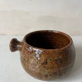 Old pyrite stoneware fondue pot