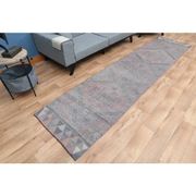 1970s Turkish Oushak Handmade Wool Cotton Pink Area Rug 90x377