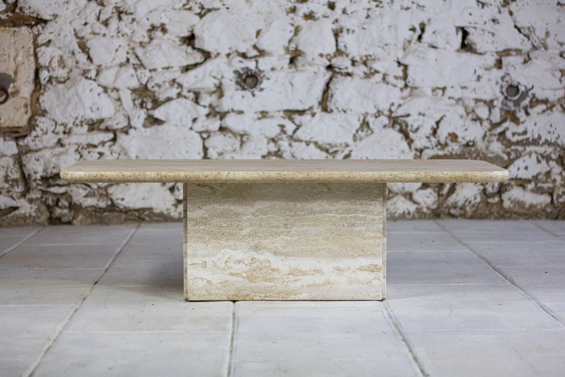 Italian travertine coffee table, 1980