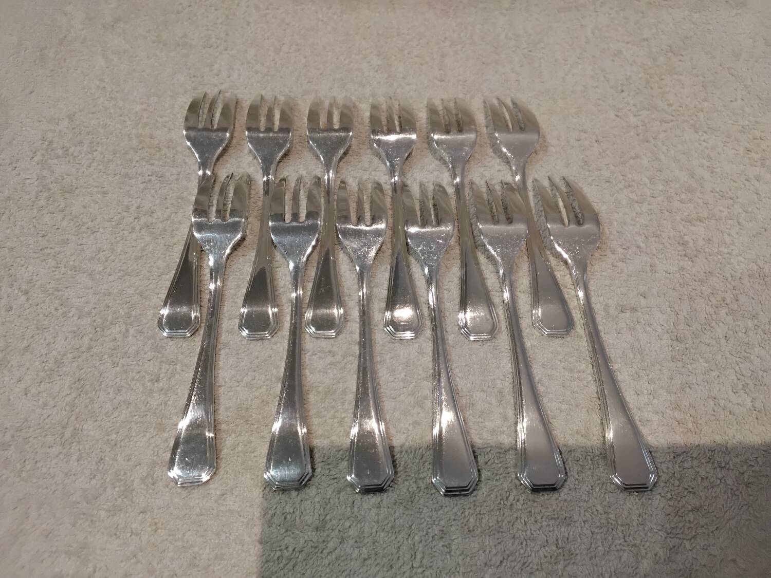 12 silver-plated cake forks by Christofle America