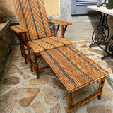 Chaise longue rotin et osier vintage avant-guerre