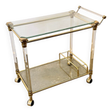 Hollywood Regency Lucite and Brass Bar Cart, 1980s