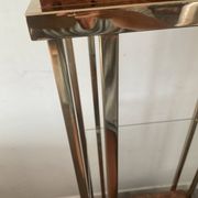 Belgochrom OR 23K side table and elm magnifying glass from the 1970s.