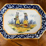 Set of tray and six cream pots HB Quimper