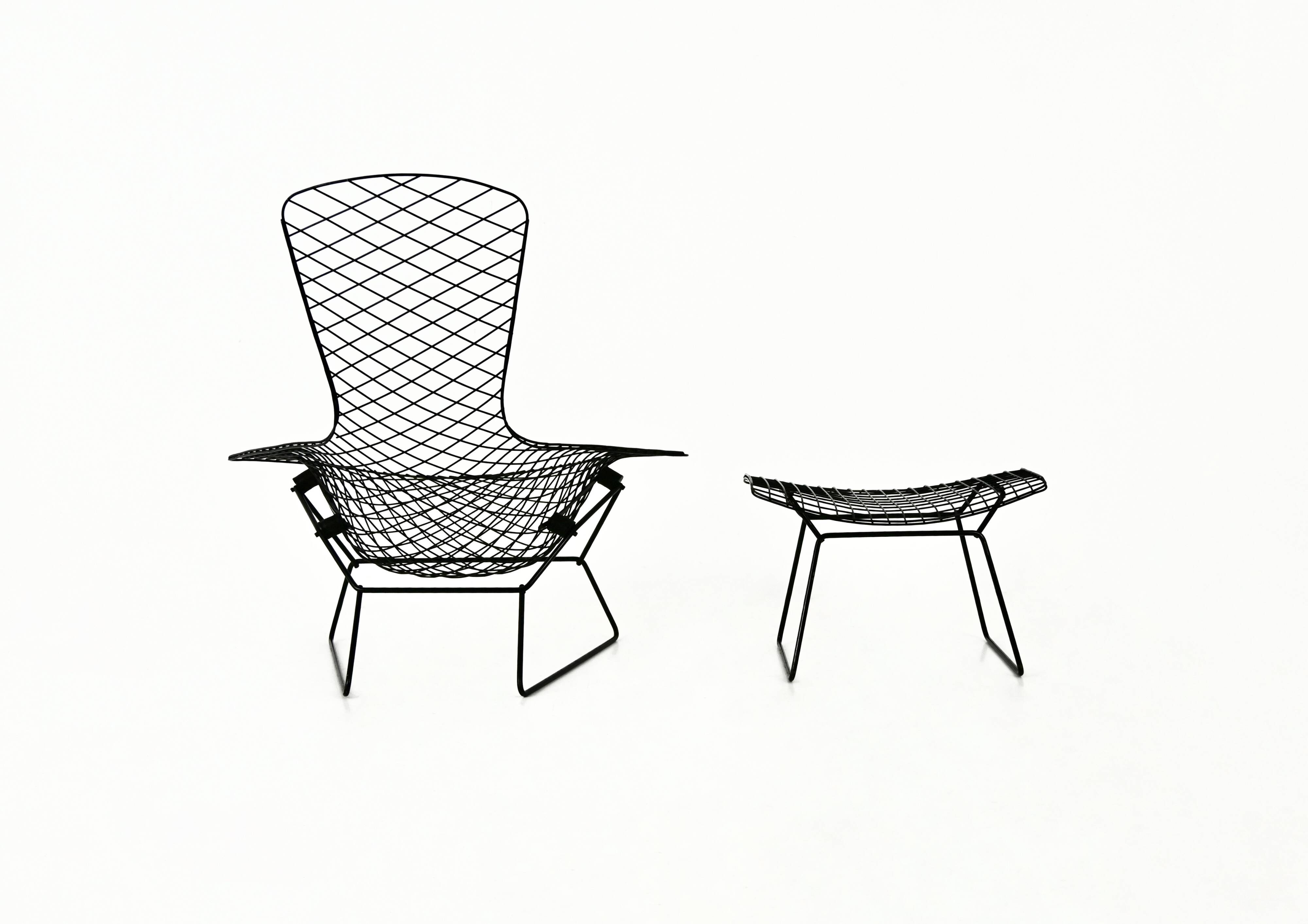 "Bird" armchair and ottoman by Harry Bertoia for Knoll, 1960s
