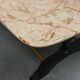 Mid-century modern coffee table in marble, brass, and wood, 1950s.