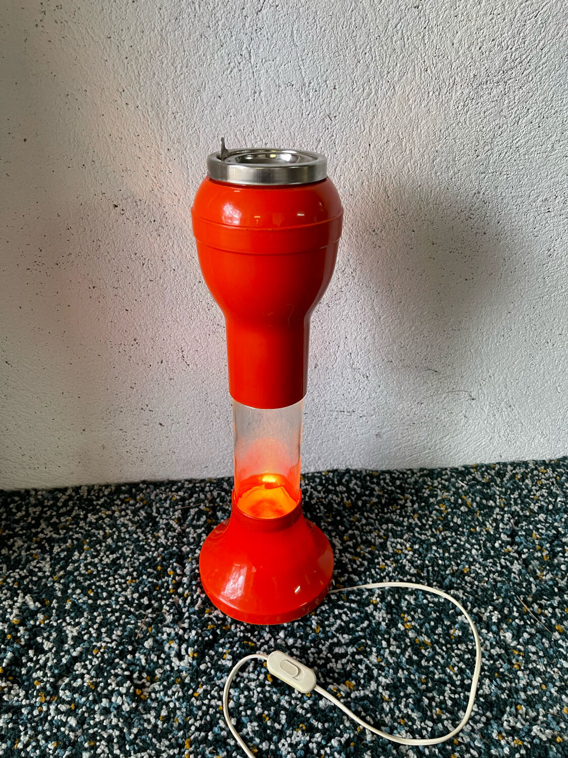 Large floor ashtray lamp tulip space age, with aquatic lighting 70s