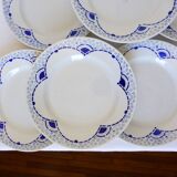 6 dessert plates from Gien, Pervenche model
