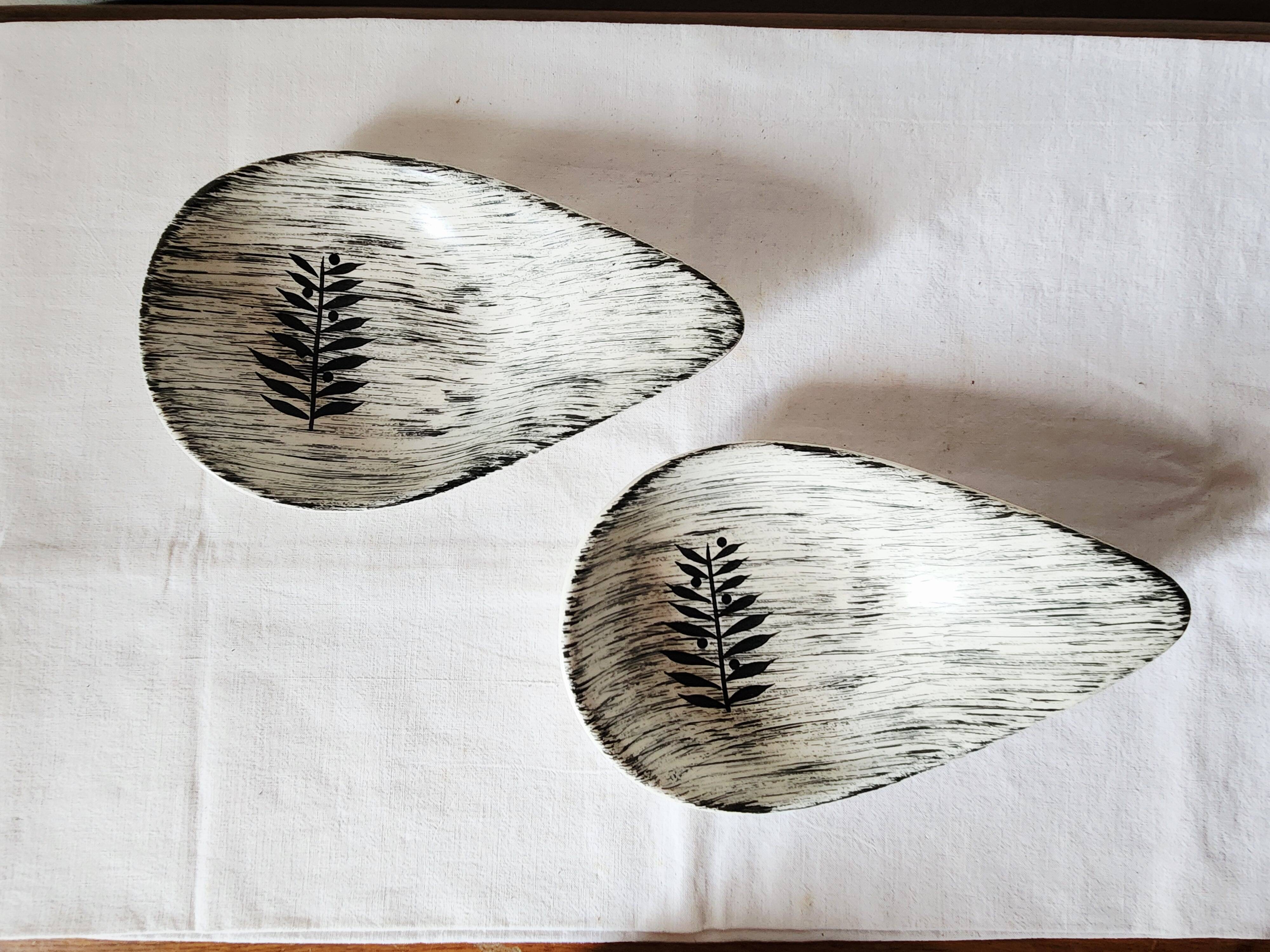 Vintage french 1960s 2x salins tolede - toledo serving bowls black olive
