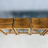 Set of 2 Japandi oak stools by Jonas Lindvall for David Design 1990s