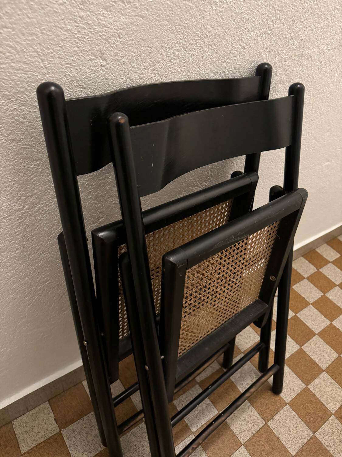 70s rattan cane folding chairs (X2)