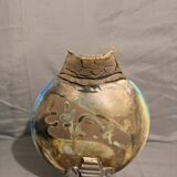 Sculpture Vase Ceramic Contemporary Art Raku Firing Wabi Sabi Eye