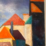 Old painting, cityscape signed and dated 79