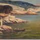 Huile sur toile du XIXème siècle, calanques, Méditerranée