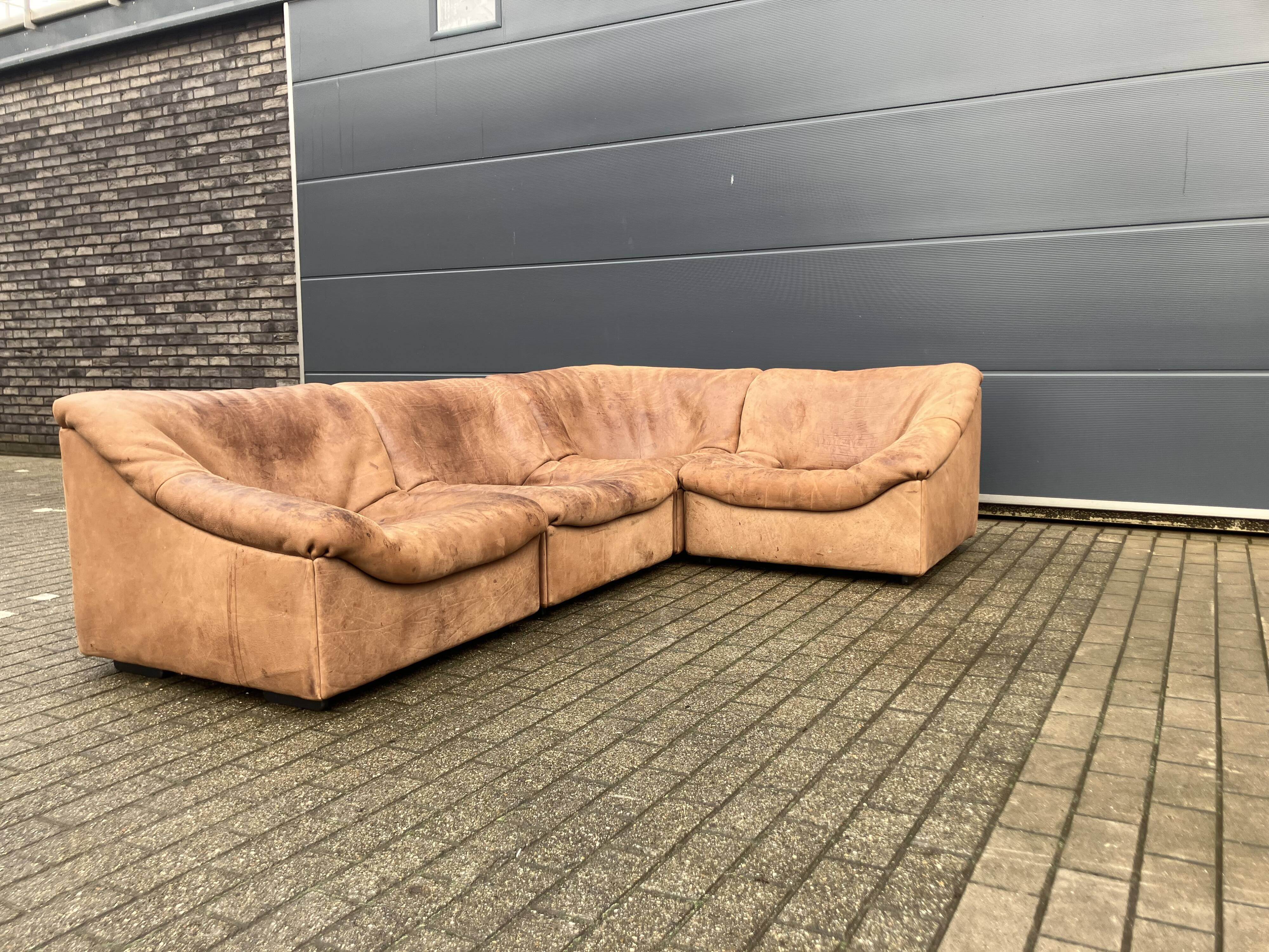 De Sede Ds46 Modulair 5mm Buffel leather NECK Cognac Bruin