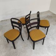 Lot de 4 chaises Thonet art déco 1930 , bouclette Jaune moutarde