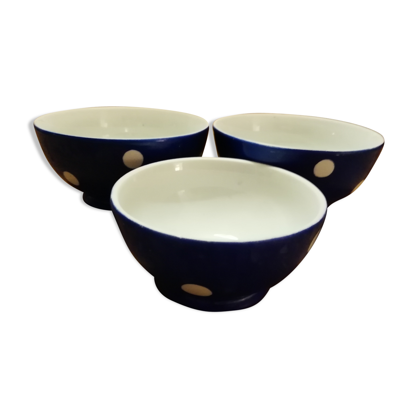 Longchamp blue polka dot bowls