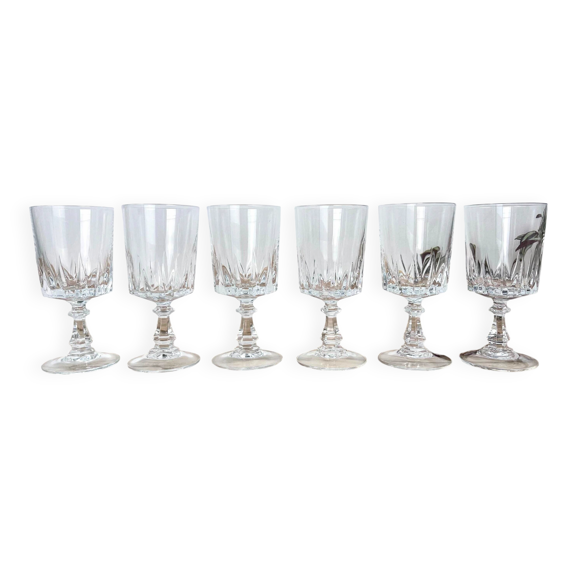 6 Cristal D'Arques Louvre model white wine glasses