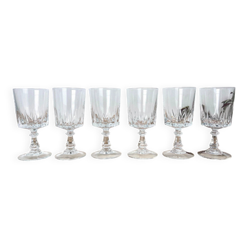 6 Cristal D'Arques Louvre model white wine glasses
