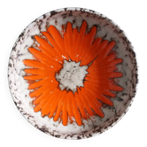 West Germany flat pocket emptier with orange flower decor