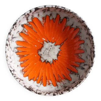 Vide poche plat West Germany décor fleur orange
