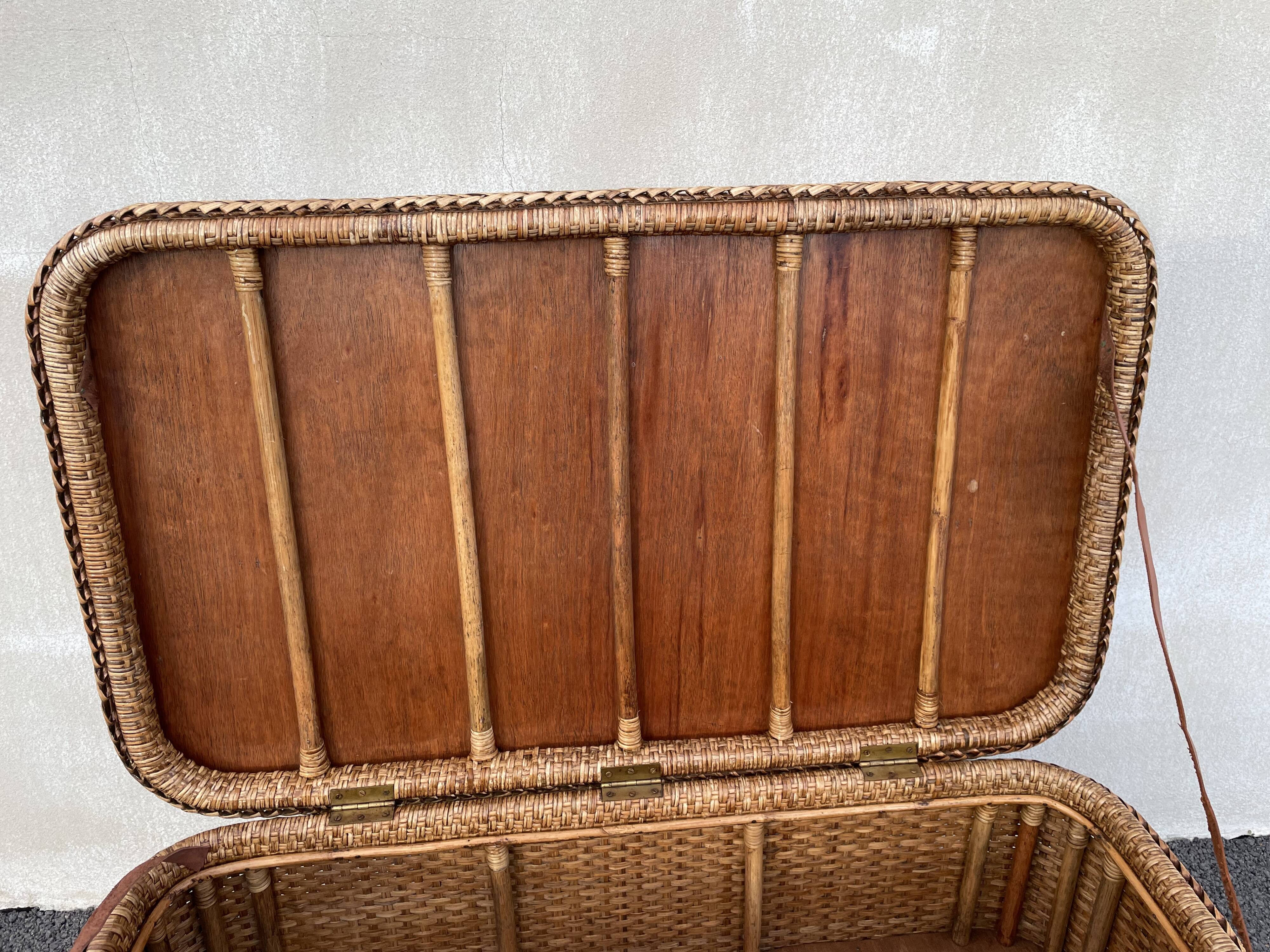 Coffee table braided rattan chest