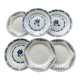 Set of 6 mismatched flat plates HBCM and Badonviller