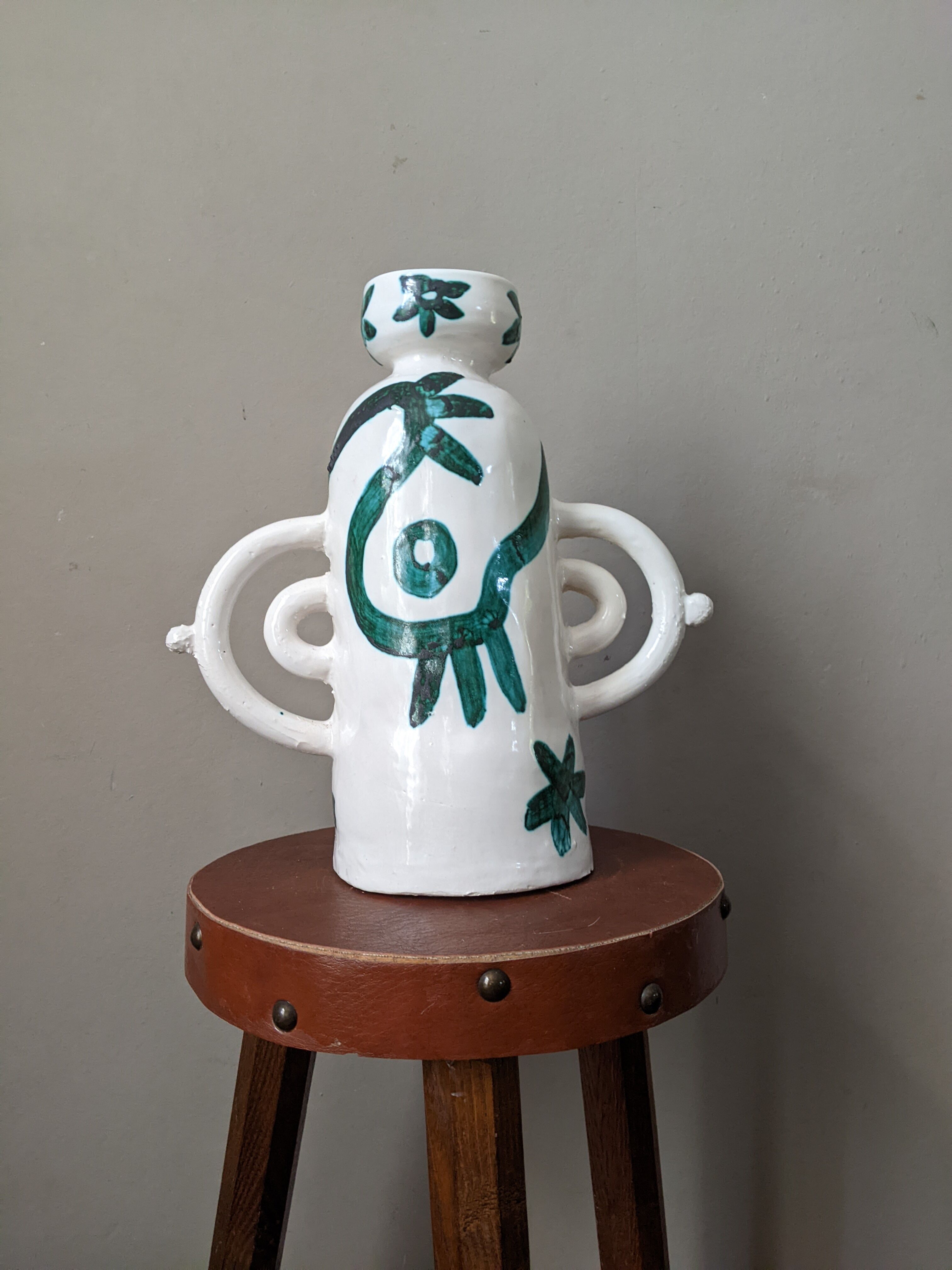 Handcrafted anthropomorphic ceramic vase