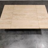 Vintage hidden bar coffee table in travertine, 1970s.