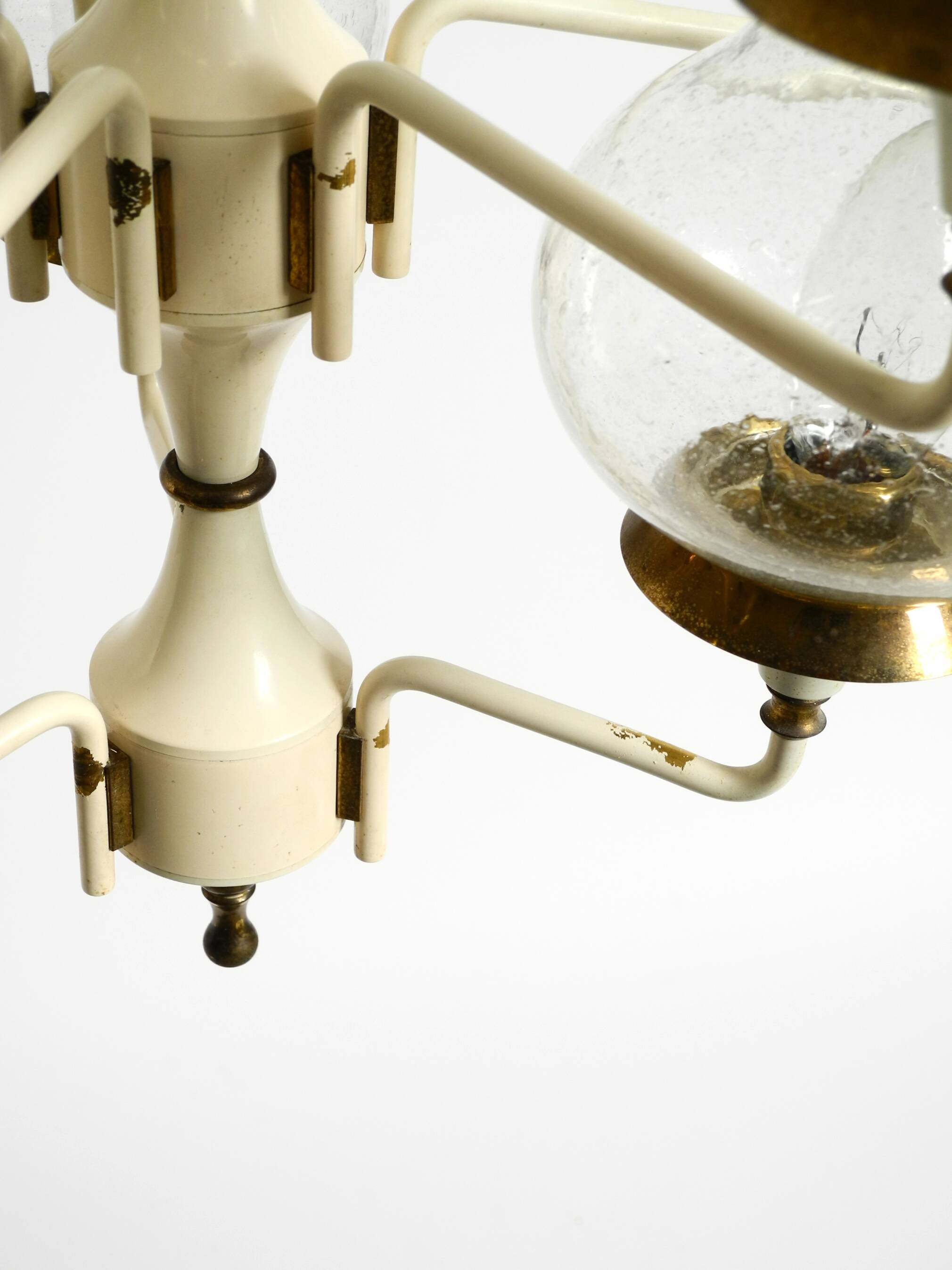 Large 1960s brass and glass tulip ceiling lamp by Hans Agne Jakobsson