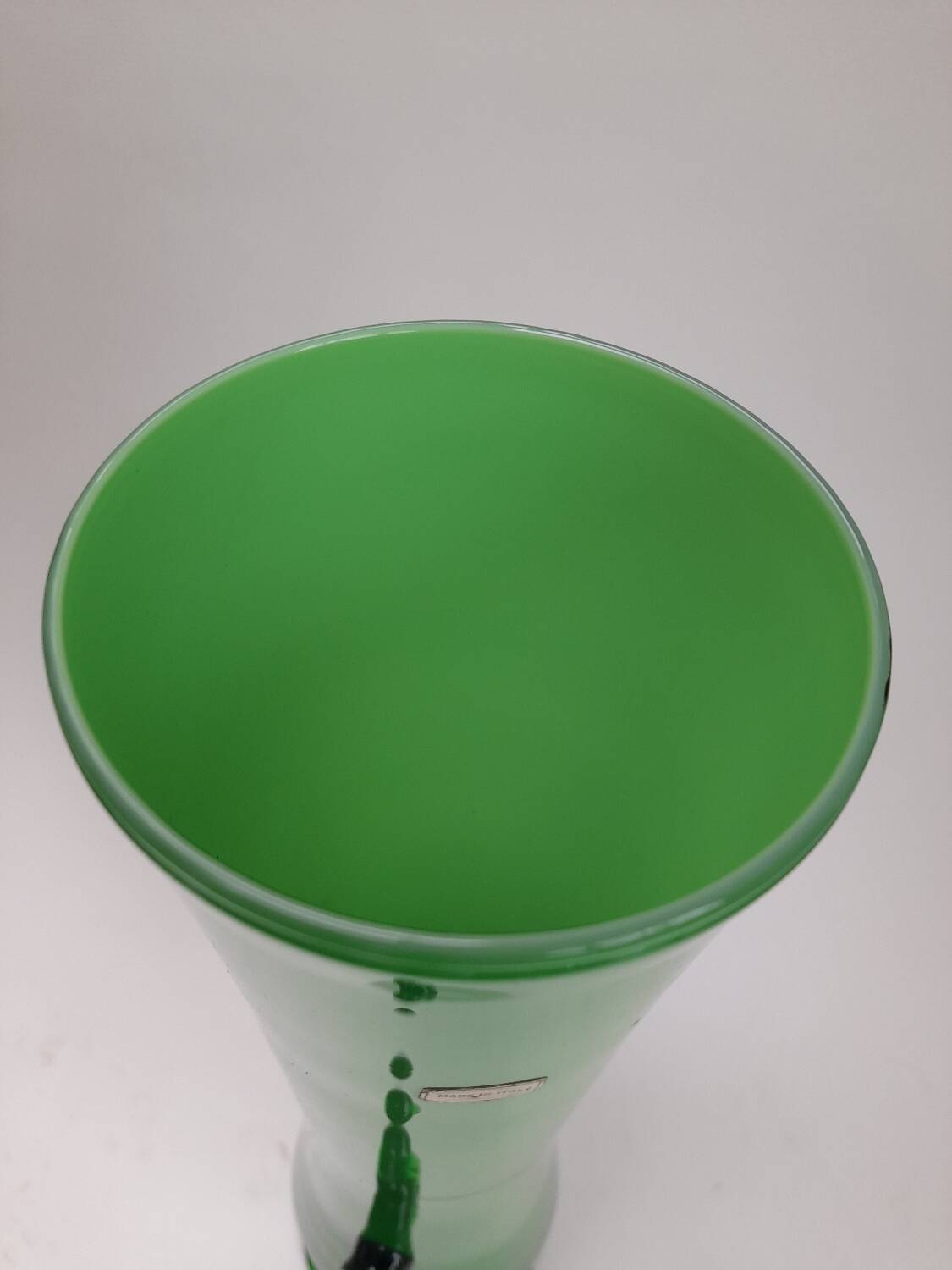 Large green opaline vase from Italy