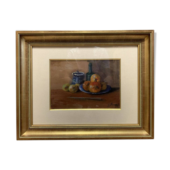 Eugénie Frecot “Still Life With Fruits” Oil On Paper Signed