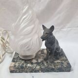 Art Deco marble dog lamp
