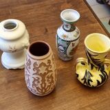 Set of 4 vases in earthenware and terracotta.