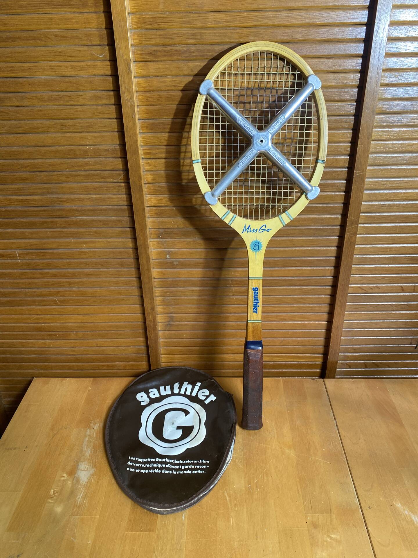 Vintage Tennis Racket GAUTHIER Miss Go Wood + Cover + Zephyr Vinta